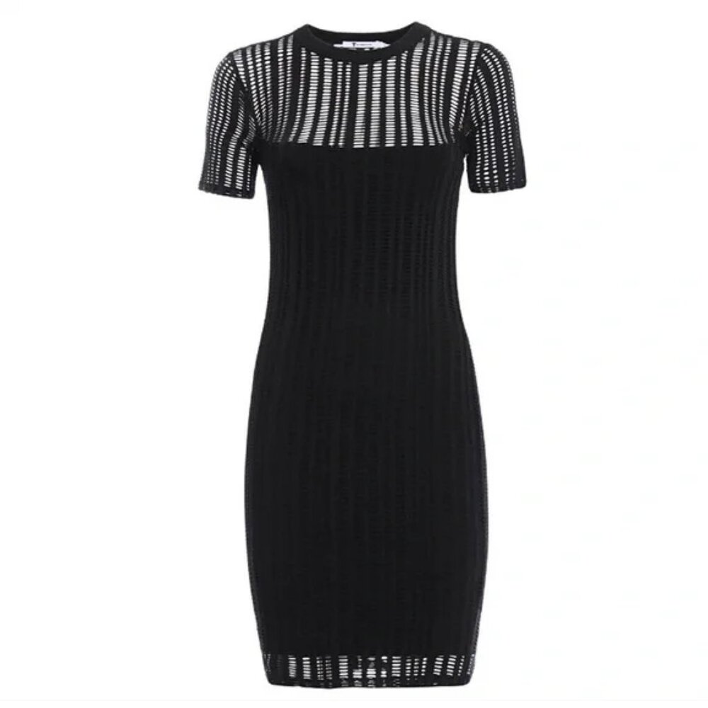 T By Alexander Wang Mesh Overlay Sheath Dress Aso… - image 3